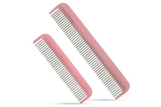 Hair Doctor Rotating Tooth 2PC Comb Set: 5" Pocket Comb (Pink) & 7" Vanity Comb (Pink)