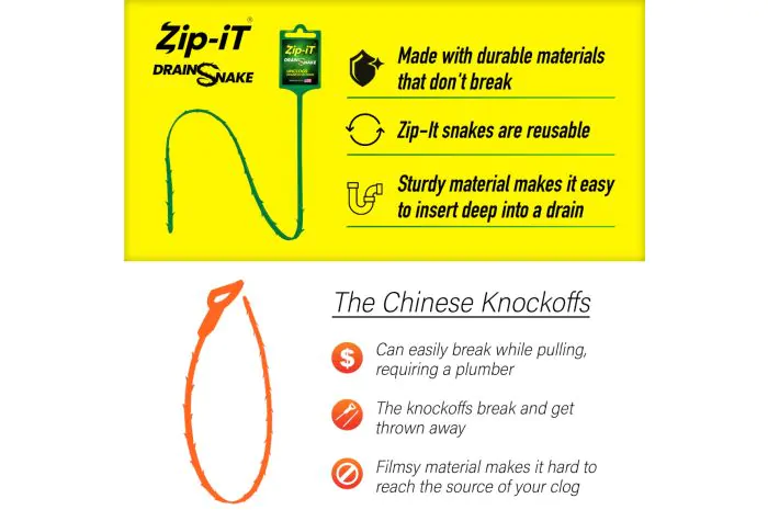 ZIP-IT® Drain Snake 3-Pack, by Original Inventor, zip